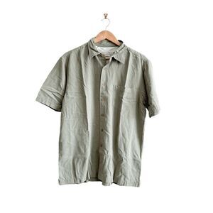 Quiksilver Edition Mens Camp Shirt Casual Button Down Green Regular Fit Medium